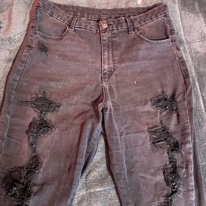 Black fake ripped jeans